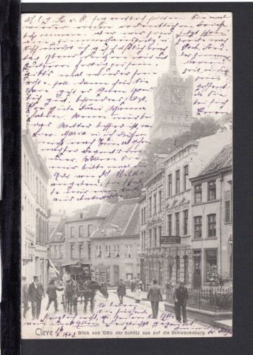 AK Cleve (Kleve) NRW 1902 Große Straße mit Droschke
