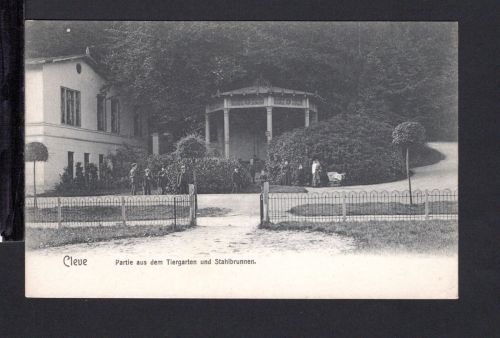 AK Cleve (Kleve) NRW um 1910 Partie aus dem Tiergarten mit Stahlbrunnen