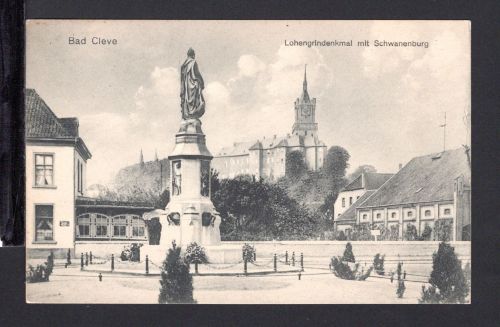 AK Cleve (Kleve) NRW um 1920 Lohengrin Denkmal vor Schwanenburg