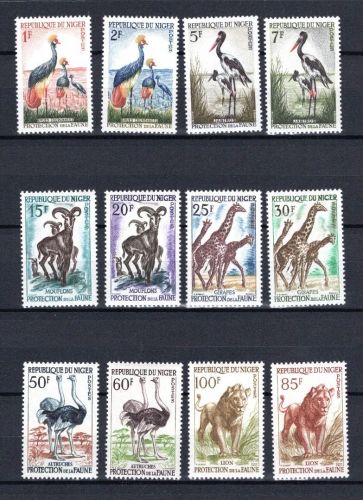 Niger MiNr. 1-12 Niger Tiere: Vögel Löwe Giraffen postfrisch Tiere