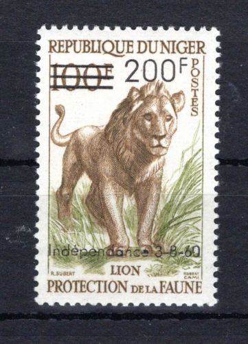 Niger MiNr. 16 Niger Löwe Aufdruck Unabhängigkeit 1960 postfrisch Tiere