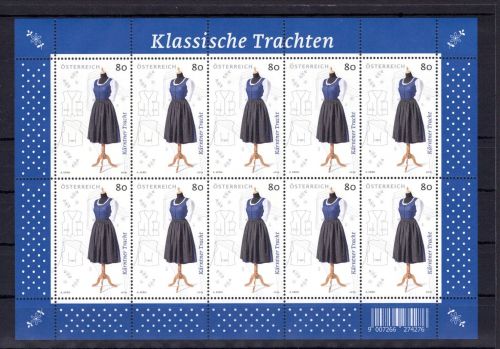 Österreich MiNr. 3492 postfrisch als Kleinbogen, Trachten