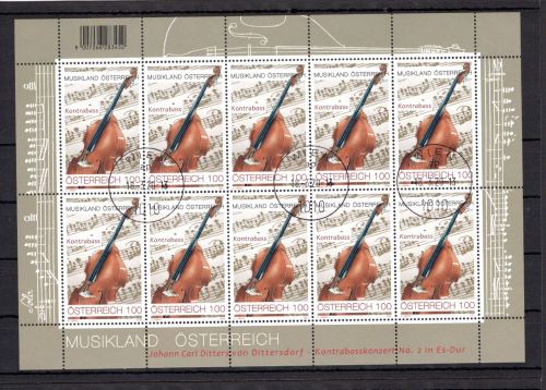Österreich MiNr. 3512 gestempelt als Kleinbogen, Musik
