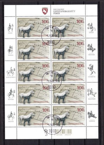 Österreich MiNr. 3542 gestempelt als Kleinbogen, Lipizanergestüt