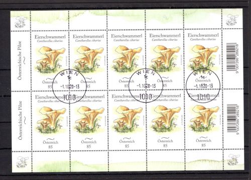 Österreich MiNr. 3549 gestempelt als Kleinbogen, Pilze