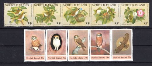 Norfolk Inseln MiNr. ZD-Streifen Kehlchen Eule 1981/1984 postfrisch Tiere