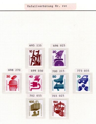 Bund MiNr. 695-703 + 773 postfrisch rote Nummer