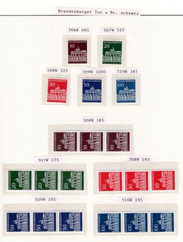 Bund MiNr. 506-510 postfrisch Einzelmarken + 3er Streifen schwarze Nummer