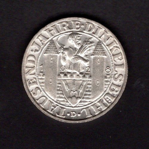 Weimar 1928 D 3 Reichsmark Dinkelsbühl vz-st