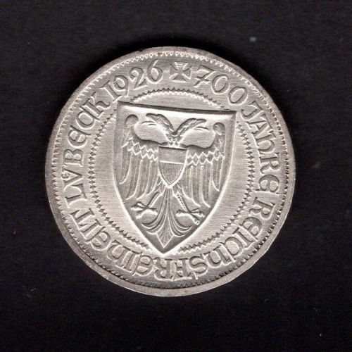 Weimar 1926 3 Reichsmark Lübeck vz