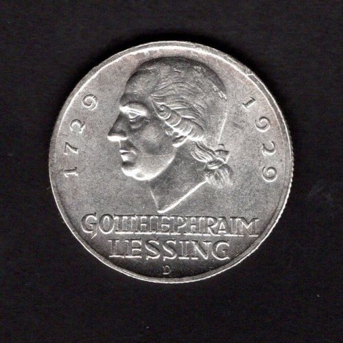 Weimar 1929 D 3 Reichsmark Gotthold E. Lessing ss-vz