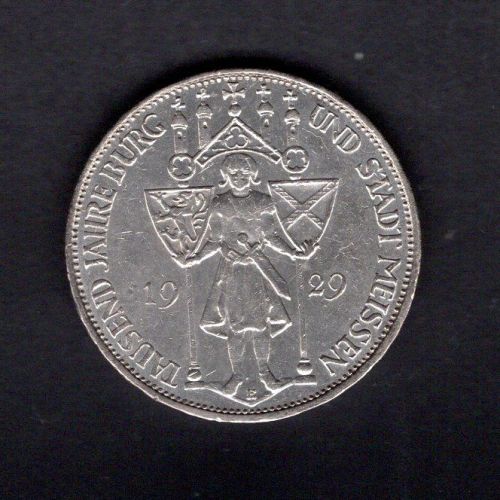 Weimar 1929 E 3 Reichsmark "Meißen" vz