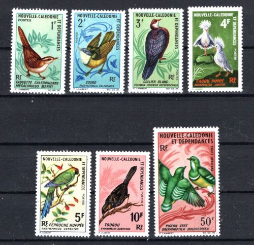 Neukaledonien MiNr. 448-454 Paradiesvögel, Satz postfrisch Tiere