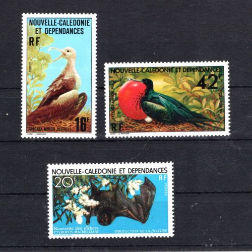 Neukaledonien MiNr. 598-599 + 612 Fregattvogel Flughund postfrisch Tiere
