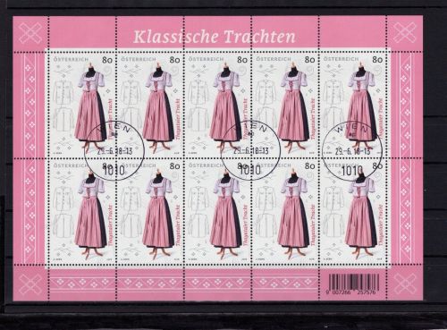 Österreich Kleinbogen MiNr. 3401 Versandstellenstempel Trachten