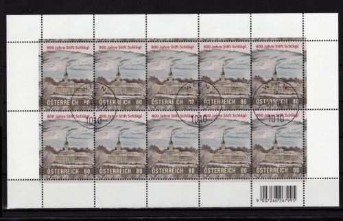 Österreich Kleinbogen MiNr. 3438 Versandstellenstempel Stift Schlägl