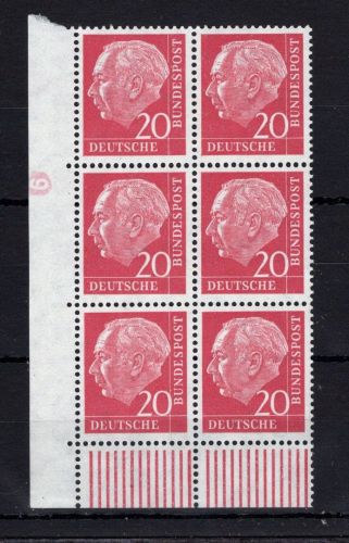 Bund MiNr. 185 x DZ postfrisch im 6er Block Eckrand