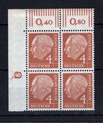Bund MiNr. 178 x DZ 9 postfrisch 4er Block Eckrand