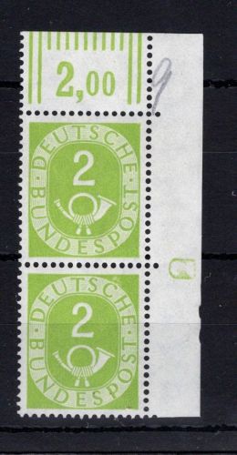 Bund MiNr. 123 DZ 2 postfrisch senkr. Paar, geprüft Schlegel