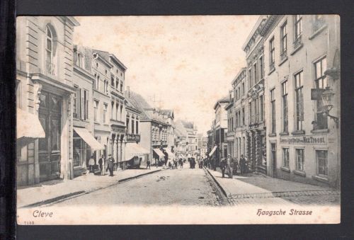 AK Cleve (Kleve) NRW um 1900 Haagsche Strasse Löwen-Apotheke Max Troost