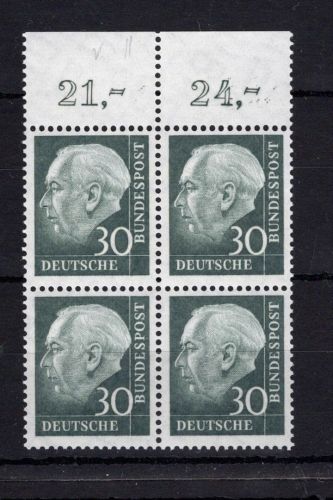 Bund MiNr. 259 xv postfrisch 4er Block Oberrand, ungefaltet