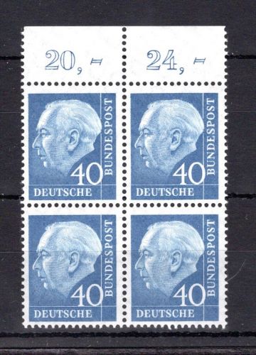 Bund MiNr. 260 xv postfrisch 4er Block Oberrand, ungefaltet