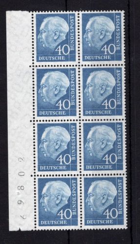 Bund MiNr. 260 xv postfrisch 8er Block, Bogenzählnummer, ungefaltet