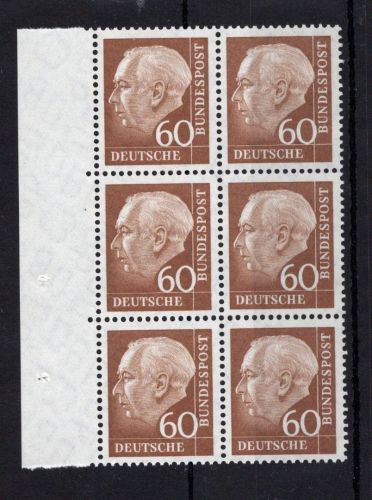 Bund MiNr. 262 xw postfrisch 6er Block Bogenrand, ungefaltet