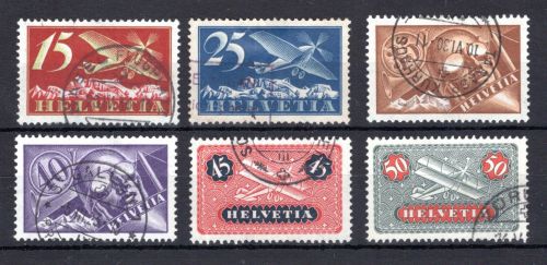 Schweiz MiNr. 179-184 gestempelt Flugpostmarken