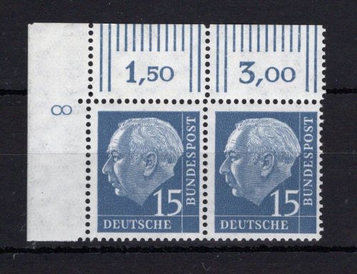 Bund MiNr. 184 x W DZ postfrisch waag. Eckrandpaar, Kurzbefund