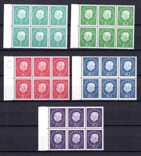 Bund MiNr. 302-306 postfrisch 6er Blöcke Bogenrand