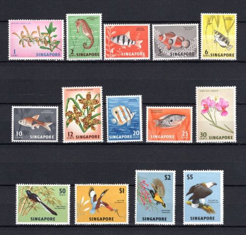 Singapur MiNr. ex 53/68 14 Werte Meerestiere und Vögel postfrisch Tiere