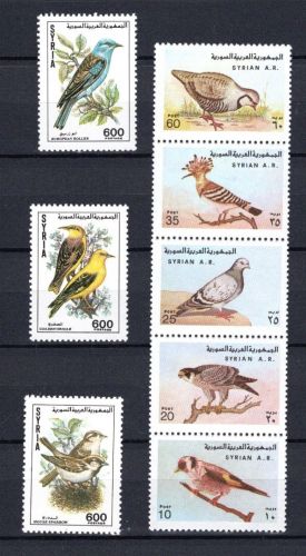 Syrien MiNr. 1394ff und 1824ff Heimische Vögel postfrisch Tiere