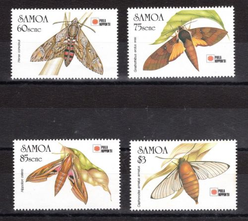 Samoa MiNr. 724-727 Insekten Nachtfalter 1991, Satz postfrisch Tiere