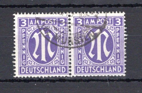 Bi-Zone MiNr. 10 Fy gestempelt waag. Paar, geprüft Hettler