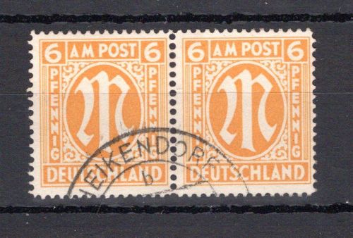 Bi-Zone MiNr. 13 Dy gestempelt waag. Paar, geprüft Hettler