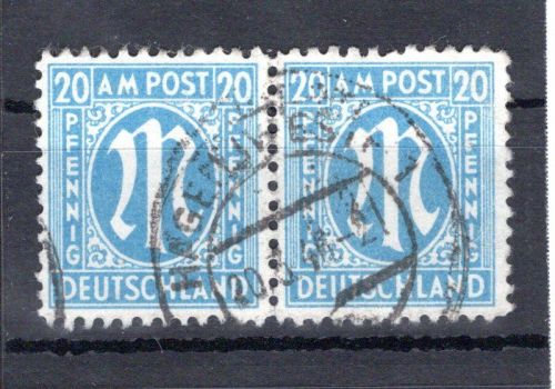 Bi-Zone MiNr. 26 b Dz gestempelt waag. Paar, Kurzbefund Wehner