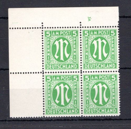 Bi-Zone MiNr. 12 Ay PL 3A postfrisch im 4er Block Eckrand, ungefaltet