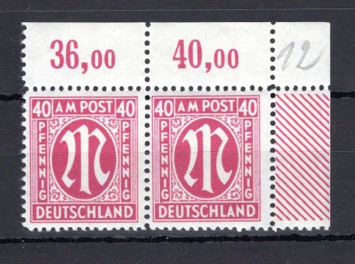 Bi-Zone MiNr. 30 c Cz oN postfrisch Oberrand angefaltet