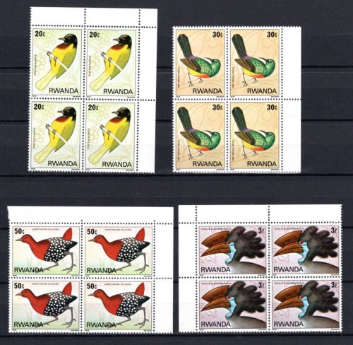Ruanda MiNr. 1019-1026 ER-Viererblöcke postfrisch Heimische Tiere Vögel