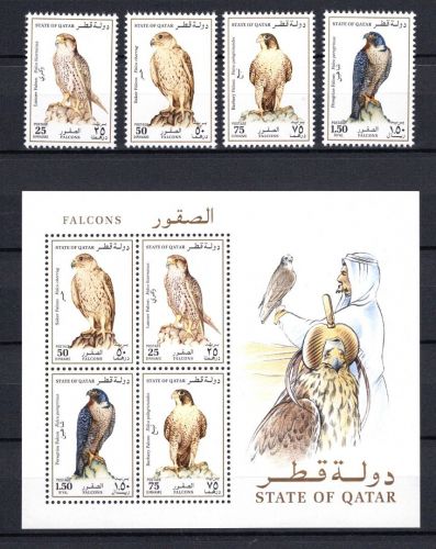 Qatar MiNr. 1025-1028 und Block 30 postfrisch Heimische Falken-Arten