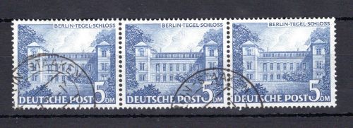 Berlin MiNr. 60 gestempelt als waag. 3er Streifen, ungefaltet