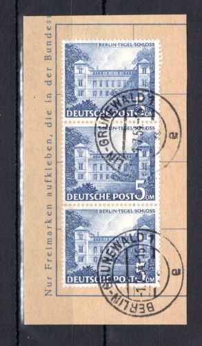 Berlin MiNr. 60 Briefstück als senkr. 3er Streifen