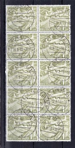Berlin MiNr. 57 gestempelt als 10er Block, alles gefaltet