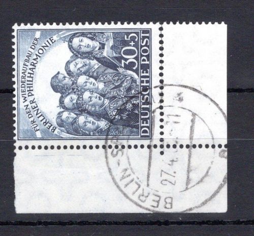 Berlin MiNr. 73 Eckrand ul gestempelt Unterrand bis Mitte angetrennt