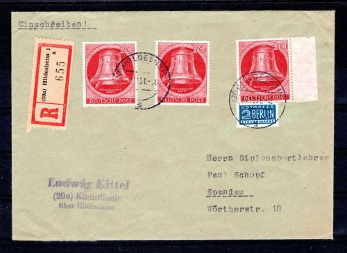 Berlin MiNr. 77 Mehrfachfrankatur auf R-Brief