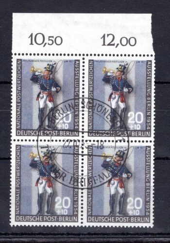 Berlin MiNr. 120 Sonderstempel 4er Block, Falz im Oberrand