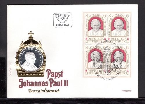 Österreich 1983 Numisbrief Medaille Johannes Paul II. in Österreich PP
