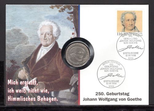 Bund 1999 Numisbrief 5 DM 250. Geb. Goethe