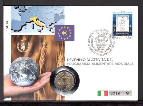 Italien 2005 Numisbrief 2 Euro 2004 Welternährungsprogramm